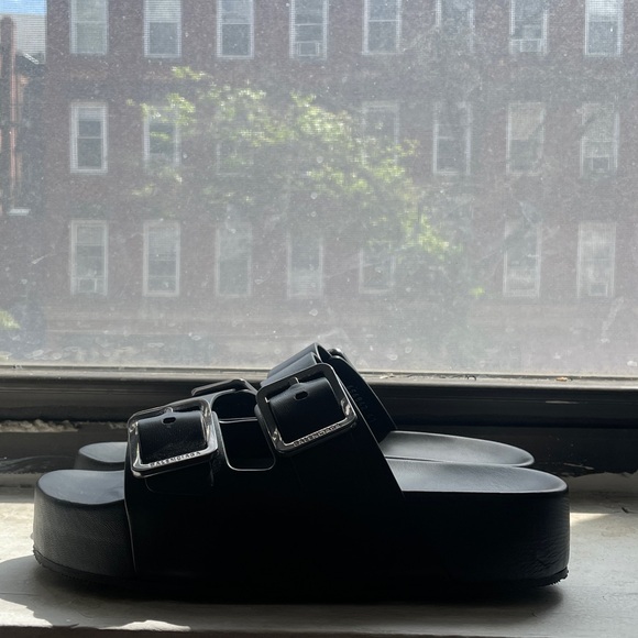 Balenciaga Black Double Buckle Slides - Picture 2 of 7